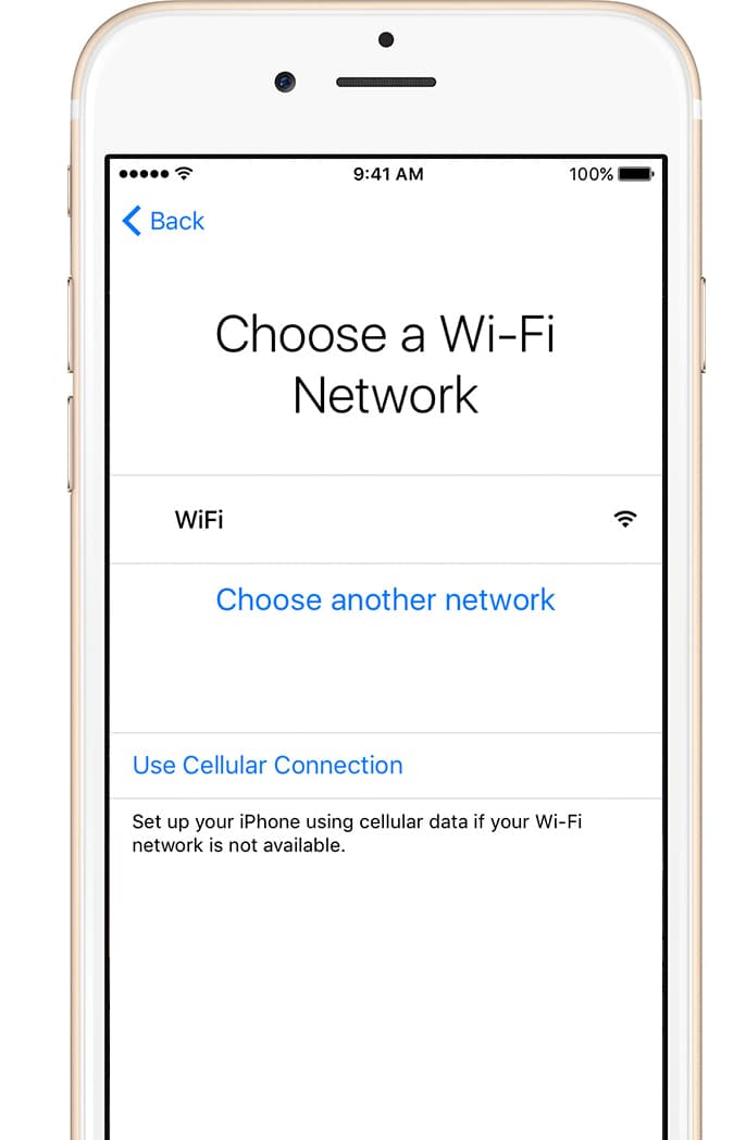 iPhone Wi-Fi selection screen.