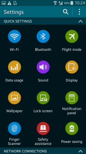 Galaxy Settings Menu