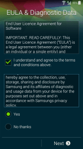Galaxy EULA and Diagnostics options