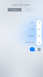 The 'Send with effect' selection screen in iMessage.