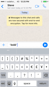 WhatsApp message using asterisks for bold text.