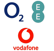 Logos of O2, EE, and Vodafone.