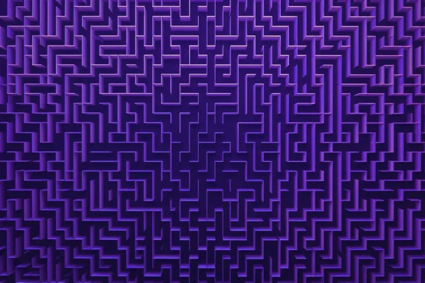 Labyrinthe abstrait noir et violet.