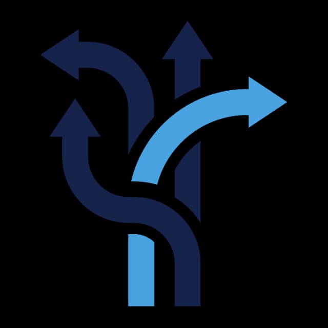 Arrows branching in several directions.
