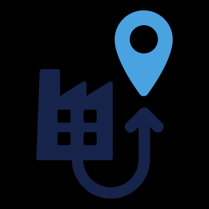 An office building with a location pin.