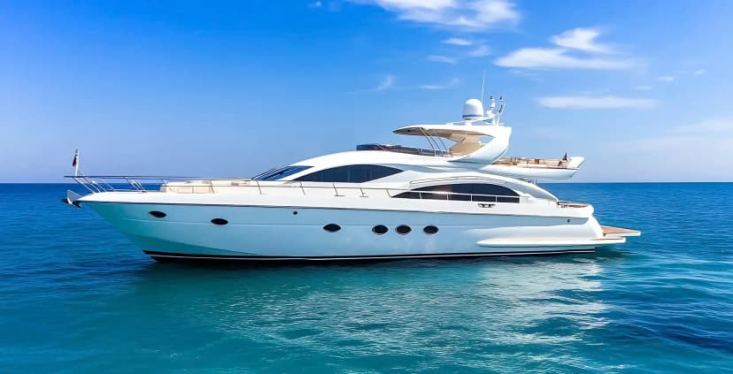 Modern yacht sailing on turquoise sea
