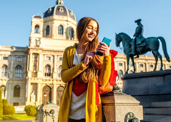 Person using a rental mobile phone