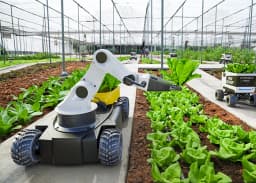 Robot autonome s'occupant des plantes dans une serre.